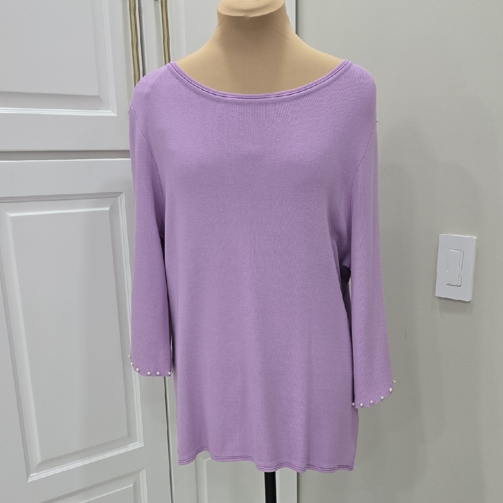 Studio Works Pearl Studded Lilac Knit Top